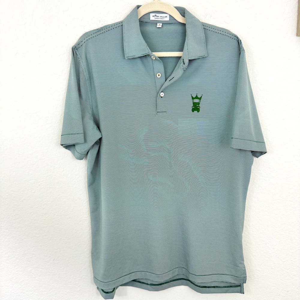 Peter Millar Light Blue Polo Shirt with Green Logo